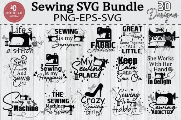 30 Sewing Machine SVGs: Graphics for Print Templates