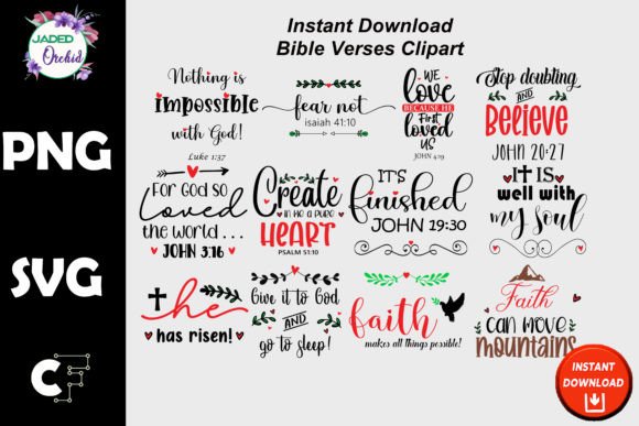 Christian Bible Verses Clipart SVG PNG for Crafts and Graphics