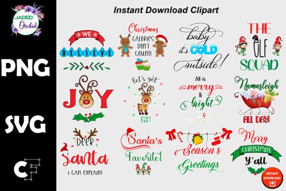 Christmas Funny Sayings PNG SVG: Graphics for Crafts