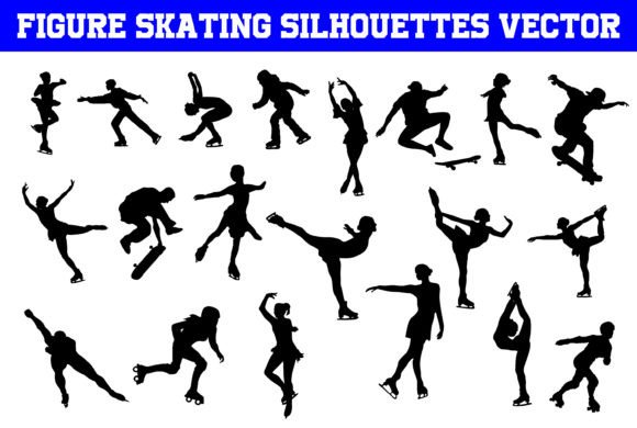 Figure Skating Silhouettes Vector: Graphics for Crafts