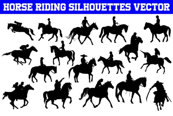 Horse Riding Silhouettes: Graphics for Crafts