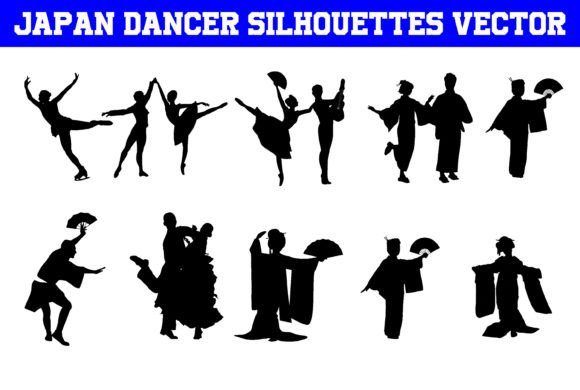 Japan Dancer Silhouettes Vector: Graphics for Crafts