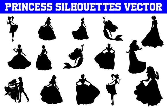 Princess Silhouettes Vector Princess for Crafts & Graphics