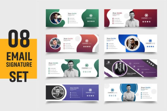 Simple Email Signature Design Set: Modern Graphics & Templates