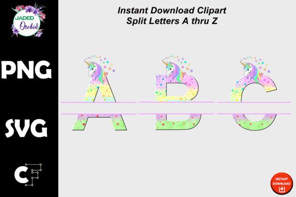 Unicorn Split Letters: Graphics for Crafts & Blogs