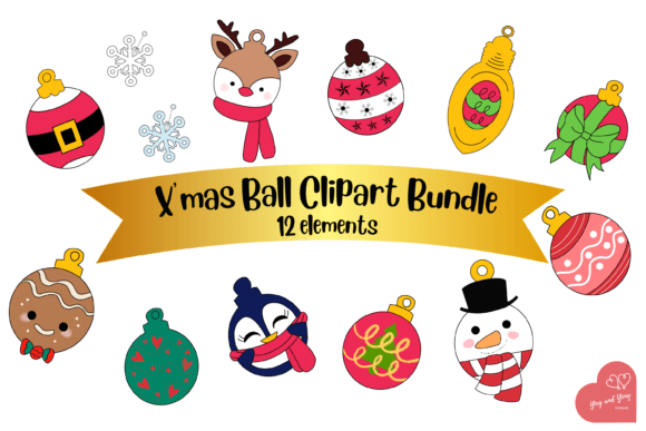 Xmas Ball Clipart Bundle: Graphics for Crafts